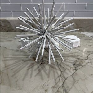 CB2 Metal Urchin Sculpture Large White Modern Coastal Decor